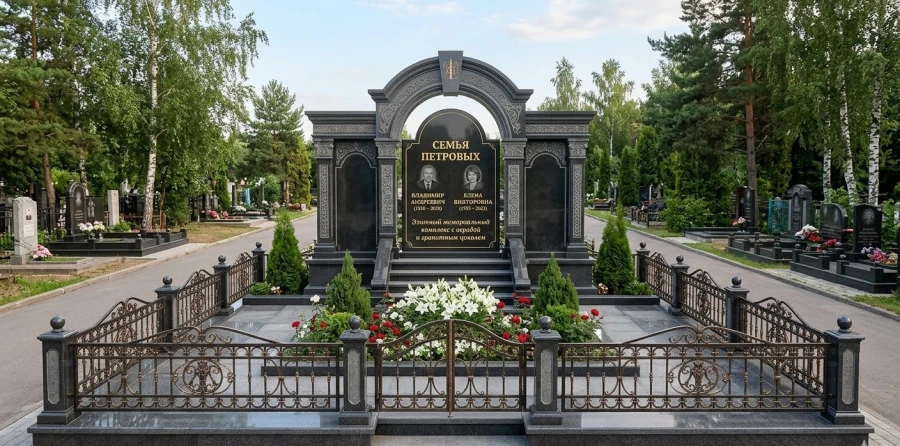 memorialnyy-kompleks-iz-granita-na-kladbishche